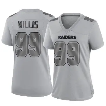 ＃99 Women's Jordan Willis Gray Game Las Vegas Raiders Atmosphere Fashion Jersey